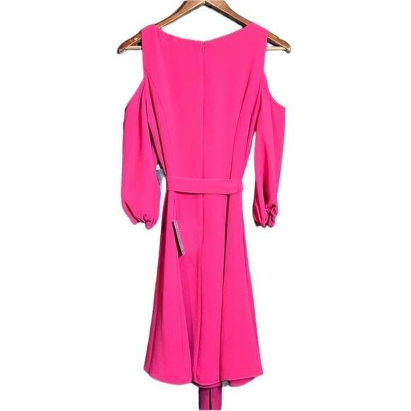 NWT! Adrianna Papell gauzy crepe cold shoulder dress in guava - Picture 8 of 13